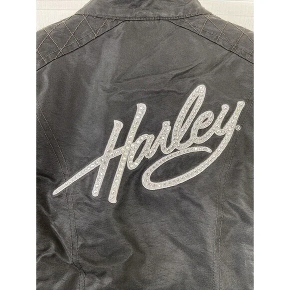 Harley Davidson Black Full Zip Riding Motorcycle Embroidered Jacket Womens S - Picture 8 of 9